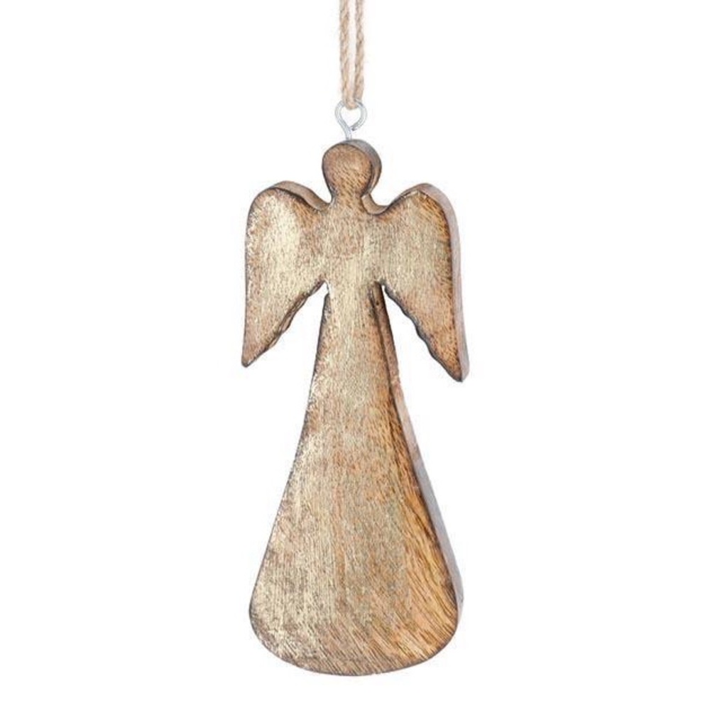 Wooden Angel Ornament in Gold Finish (Set of 5)